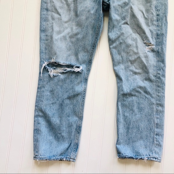 Agolde Riley Distressed High Rise Straight Leg Jeans - Picture 3 of 6
